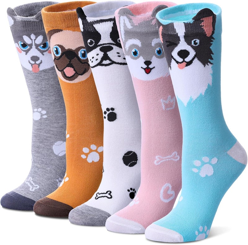 SDBING Womens Cat Socks Cute Gifts Animal Soft Breathable Thin Cotton Casual Crew Socks 5 Pairs - Image 1
